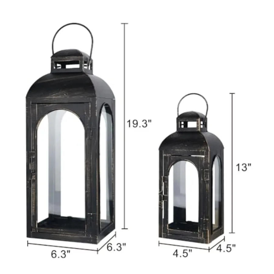 Lanterns Decorative Indoor, Set of 2 Outdoor Lanterns for Porch, 20