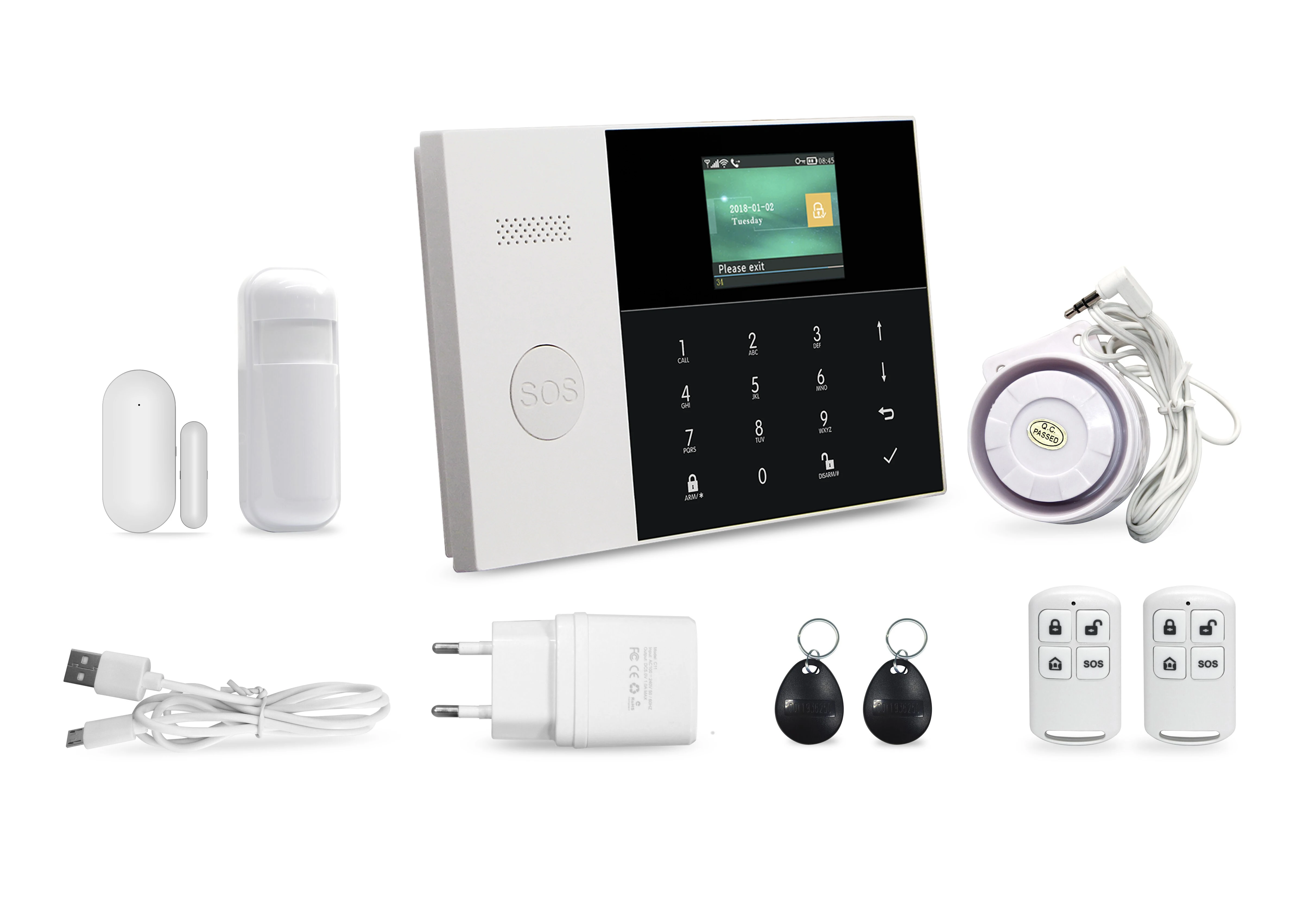 

Tuya Smart Life 2,4 дюйма WIFI + GSM/4G система охранной сигнализации сенсорная клавиатура домашняя охранная сигнализация датчик детектор движения