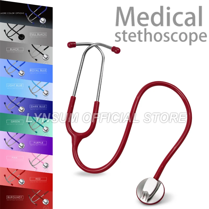 Single Tube Professional Medical Adult Cardiology Doctor Stethoscope Estetoscopio for Nurse Student with Earplug Name Tag A1