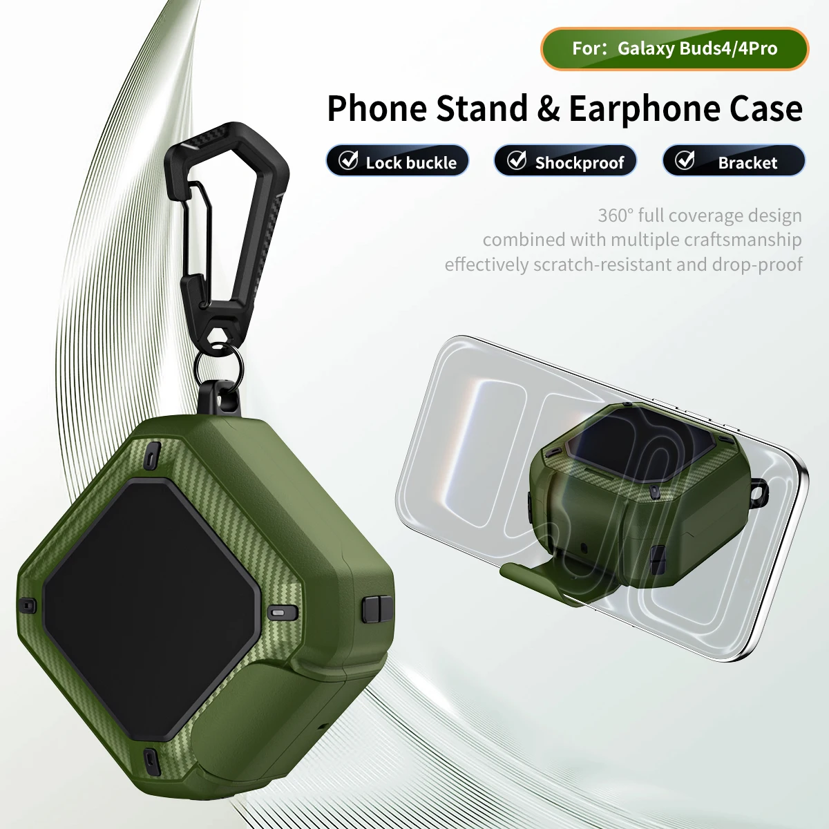 Phone Holder cortex Case For Samsung Galaxy Buds 4Pro Bluetooth headset Cover For Galaxy Buds 4 Case With Hook