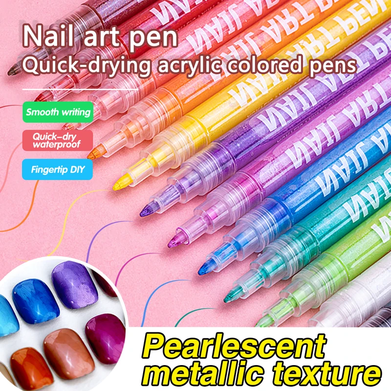 

12 Colors Nail Graffiti Pen Acrylic Paint Pens, Extra Fine, Acrylic Markers for DIY Art Nail Creation Quick Drying Waterproof