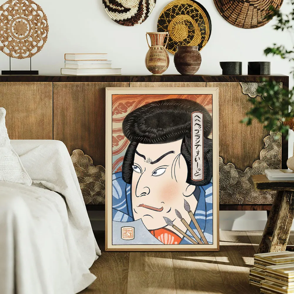 Woman Yelling at Cat Meme Ukiyo-e Style Posters Canvas Painting Print Room Home Kitchen Bar Cafe Room Wall Decor