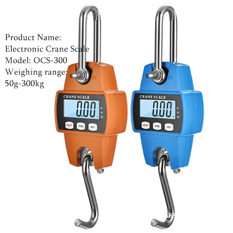 Crane Scale Digital Weight 300kg 150kg/50g 200kg/100g 500kg/100g Heavy Duty Hanging Hook Scales Portable Digital Stainless Steel