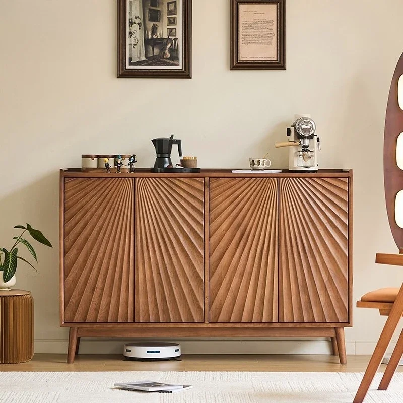 Nordic cherry wood retro style solid wood dining side cabinet shoe cabinet French medieval chest cabinet storage
