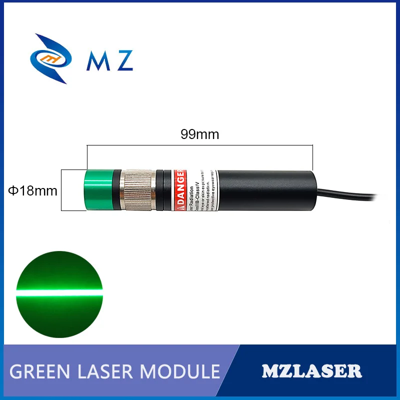 Imagem -02 - Powell-linha Verde Módulo de Diodo Laser Focagem Ajustável Industrial com Suporte e Adaptador D18 mm 520nm 100 mw 200 mw 300mw