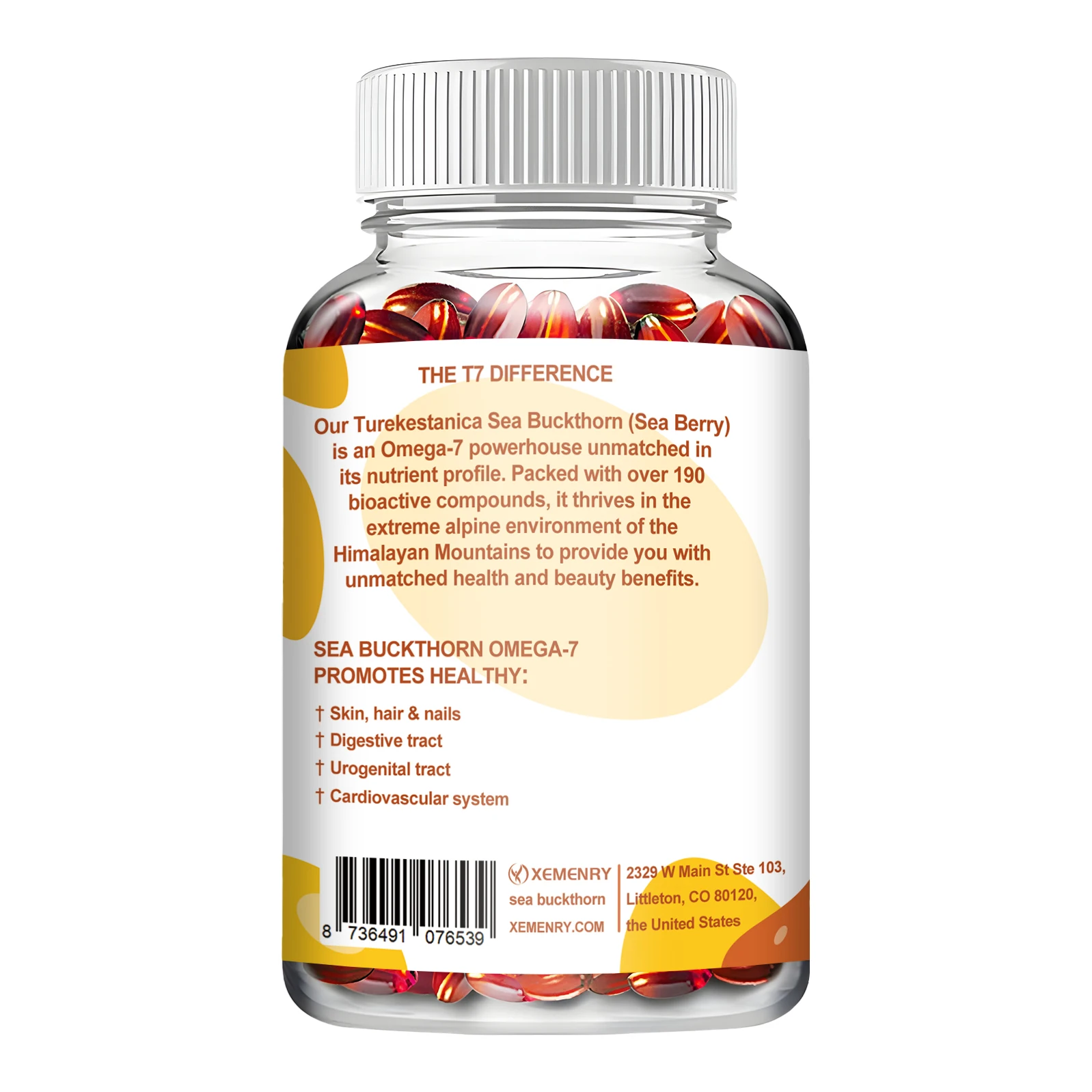 Omega-7 Softgels, Premium Himalayan Sea Buckthorn Oil – Supplement for Healthy Skin, Hair, Nails and Dryness