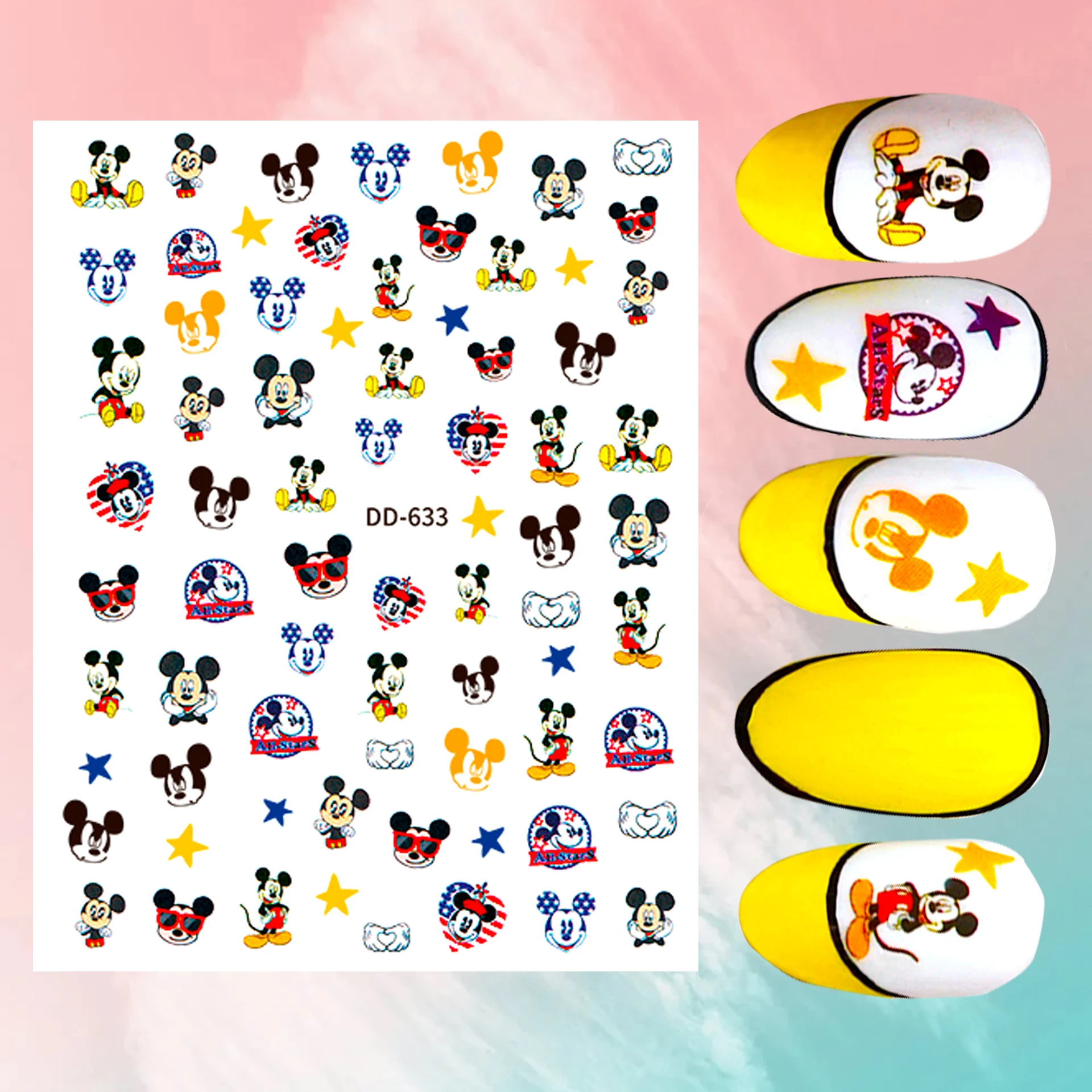 Anime Winnie the Pooh Donald Duck Nail Sticker Nail Art Decoration Disney Mickey Mouse Stitch 3D Sticker DIY Nail Art Supplies