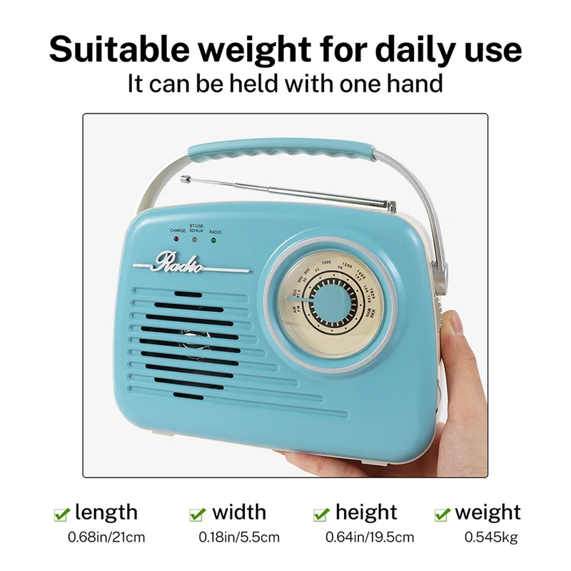 HFES USB BT SD FM AUX Conectividade Ideal Vintage Bluetooth Rádio Multifuncional Design Retro Adequado para Casa E Escritório C