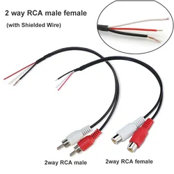 2 Way Dual RCA Male Female Connector Extension Copper Cable Shielded Wire Car Audio Red White Wire 20cm for Car Rear Sight p1