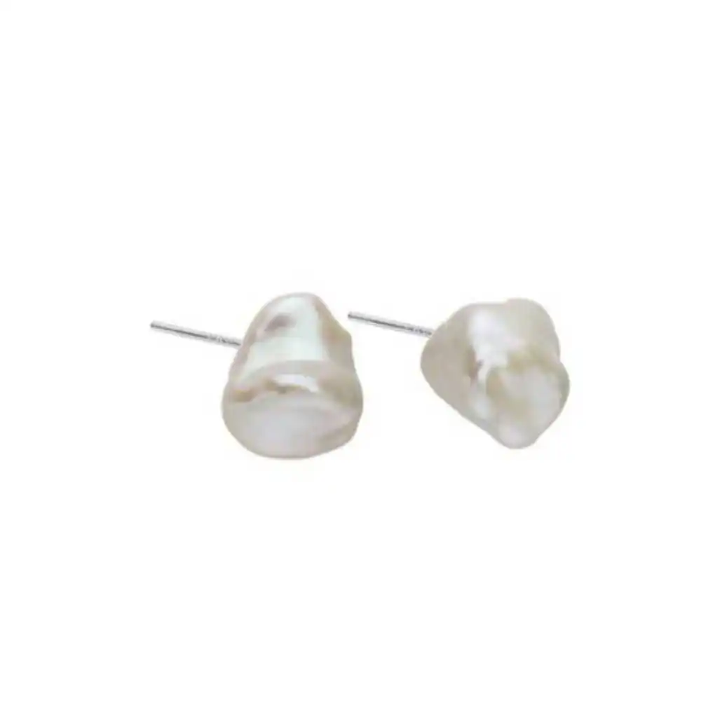 

White Baroque Pearl Stud Earrings 925 silver Ear Needle Fashion Diy Lucky Holiday gifts Wedding Gift