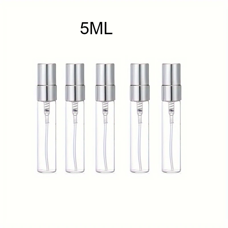 5ml/10ml 5 Stück Glas-Sprühflaschen Nachfüllbarer Parfüm-Zerstäuber Probenfläschchen Dünne Glasfläschchen Gold – Detail 1
