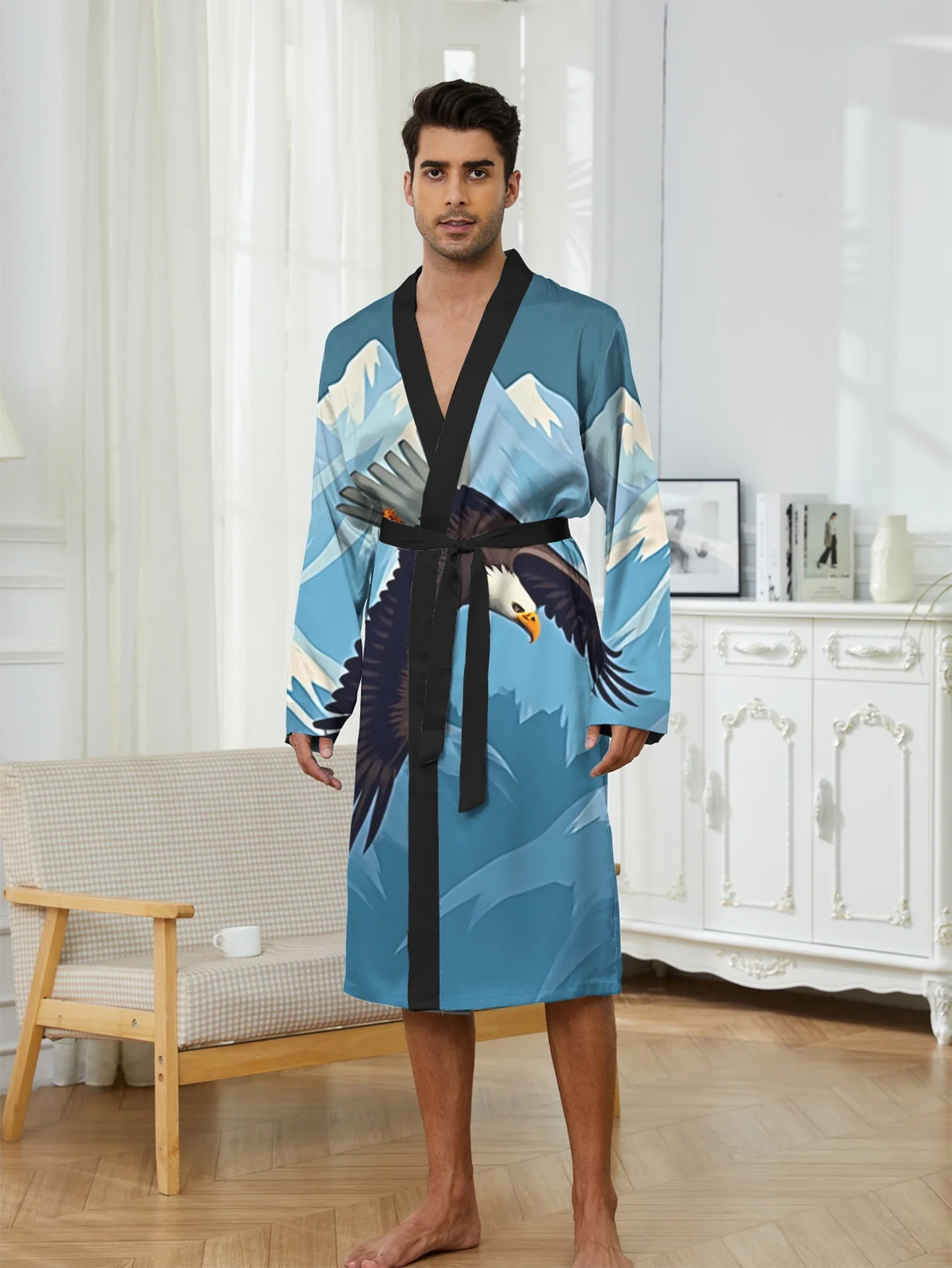 

1pc Men's Robes 2026 Spring/Summer Robe for Man Polyester Sleepwear Bathrobe Men's Bathrobe 3D Printed Graphic Funny Pajamas