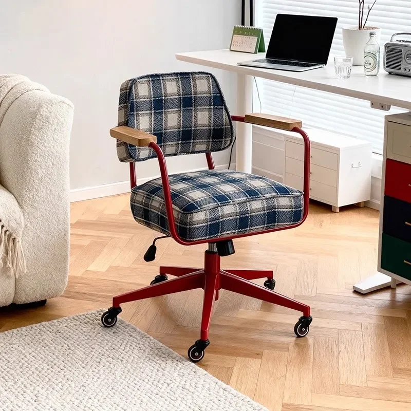 Retro style living room bedroom study liftable computer chair office chair modern casual armchair single square chair