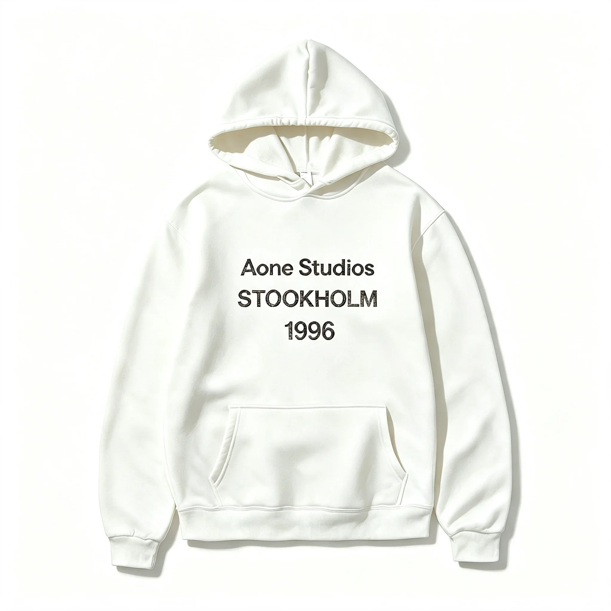 Aone Studios STOOKHOLM 1996 Hoodie Unisex Vintage Distressed Text Print Pullover Hooded Sweatshirt Casual Streetwear Top