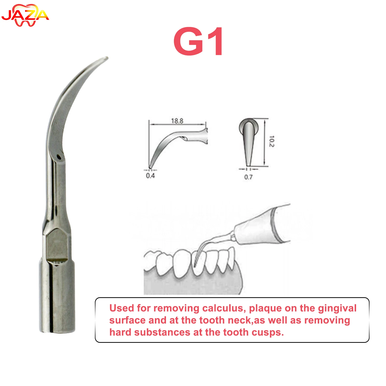 G1 Dental Ultrasonic Scaler Tip thorough supragingival, cervical & incisal tartar elimination Fit EMS Woodpecker Mectron Etc.
