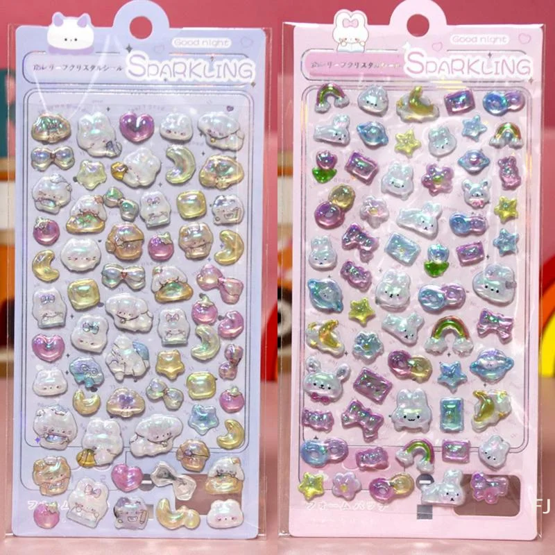 [YU]1/3/6Pcs Cartoon 3D Colorful Relief Sticker DIY Laptop Scrapbook Phone Case Notebook Decoration Animal Decals Gift