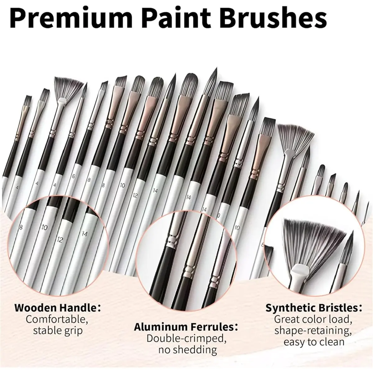 Homegood 25pcs Paint Brush Set, for Acrylic Painting, with Paint Spatula and Cloth Roll - Art Supplies for Artists and Beginners