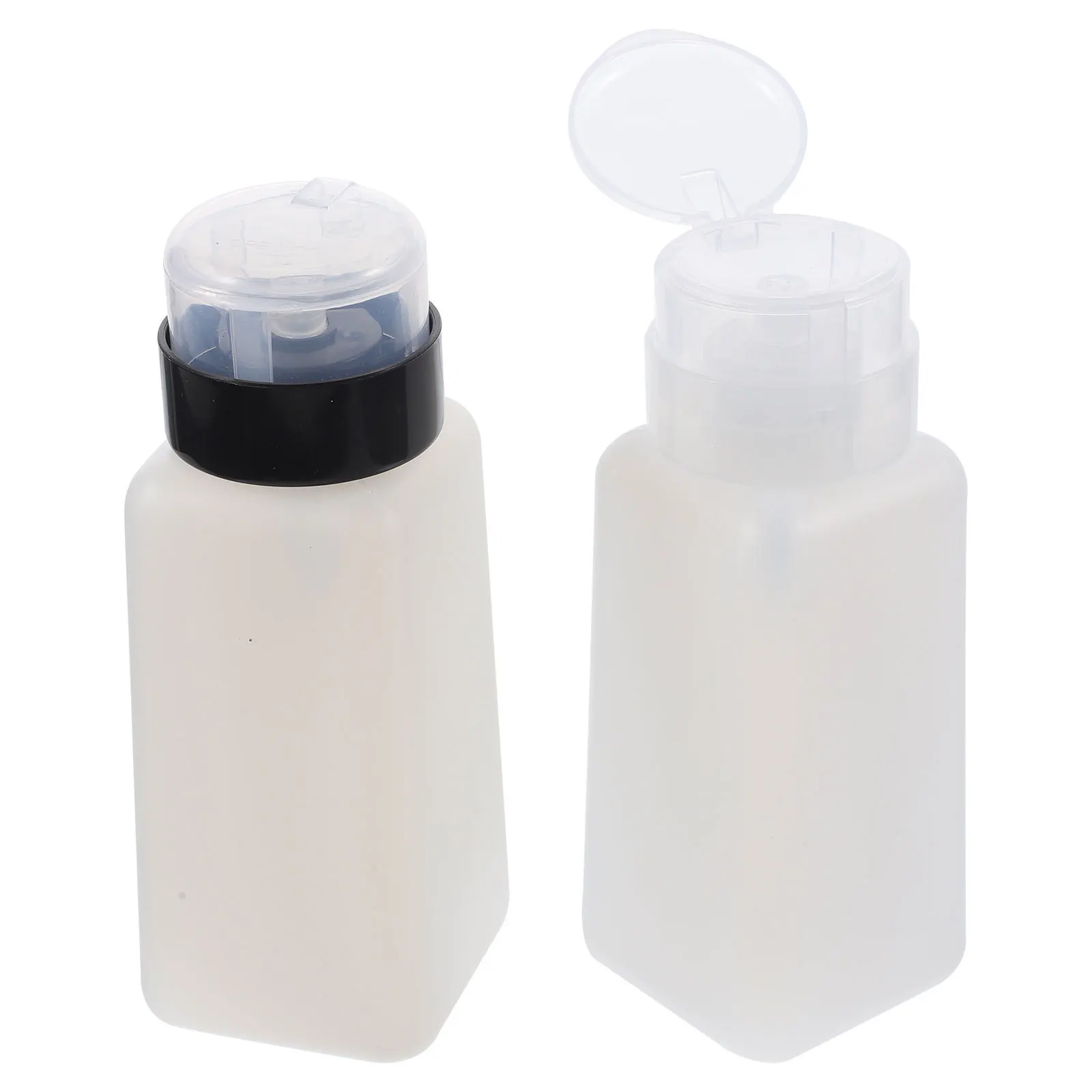2Pcs 250ml Push Down Pump Dispenser Nail Polish Remover Bottle Easy Press Travel Refillable Liquid Storage