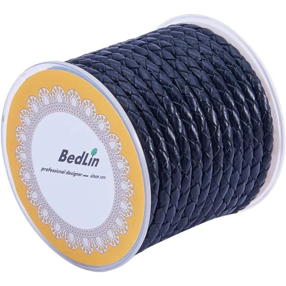 1 Roll 5 Yards Round Bolo Real Leather Cord 4mm Genuine Cowhide Leather Rope DIY Craft String for Necklace Bracelet Jewelry