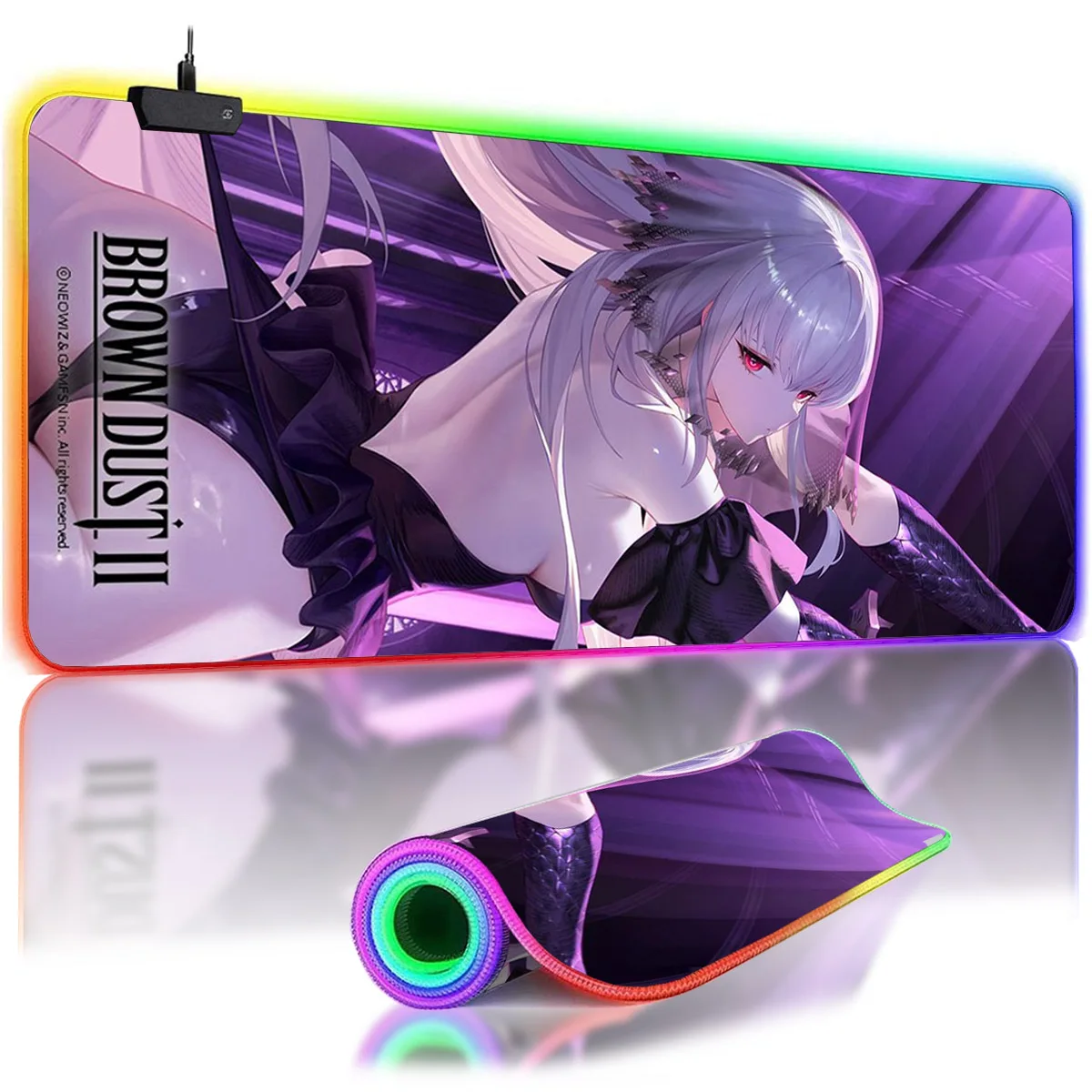 

RGB Backlit Sexy Anime Brown dust II Larger Mouse Pad Browndust 2 Overwatch Mouse Pad Non-Slip Table Keyboard Mat Gamer Mar-25