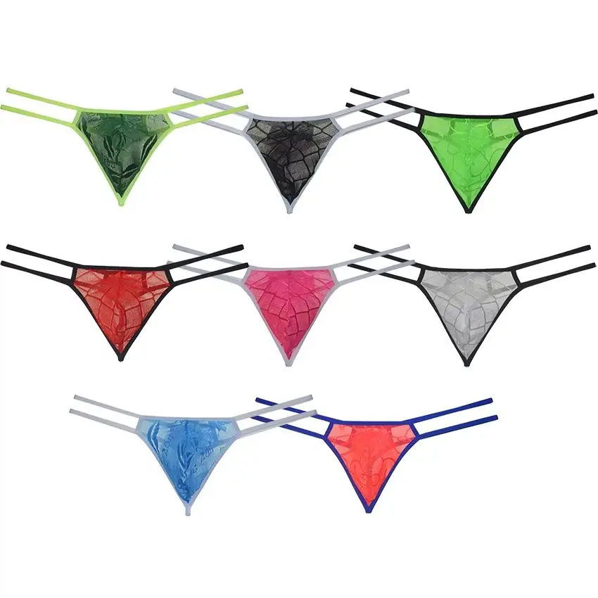 

Men's Sheer Lace Bikini Thong Underwear Slip Temptation Micro String Briefs Design Sissy Slim Bulge Pouch Tangas Low Rise Soft