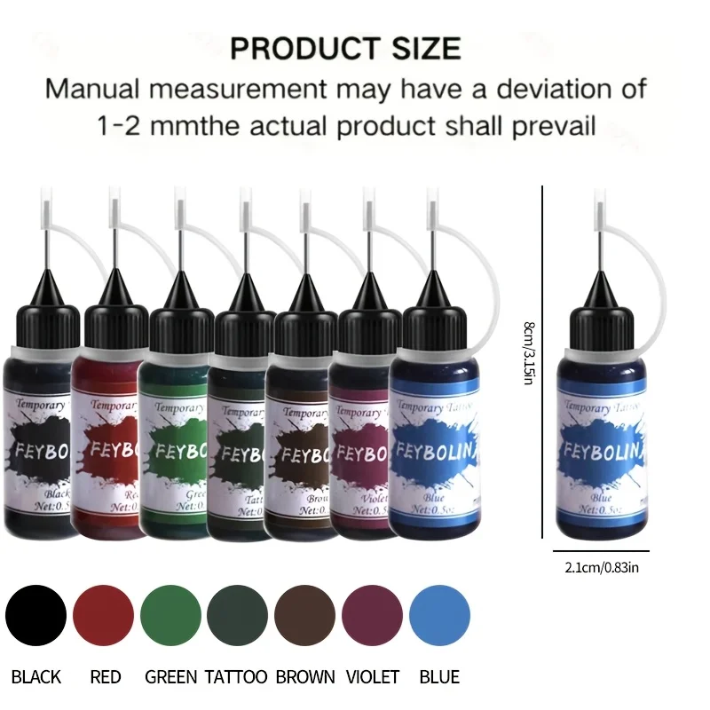 7 Colors Tattoo Cream Juice,Painless Tattoo Body Art Painting Cream for Long-Lasting and Vibrant Tattoos Not Easy to Fade
