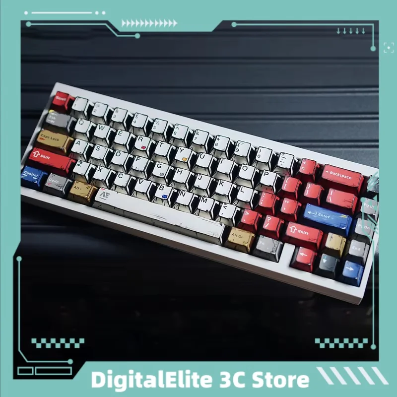 New Comic Style Keycap 141 Key Pbt Five Sided Thermal Sublimation Original Magnetic Axis  Mechanical Keyboard Key Cap