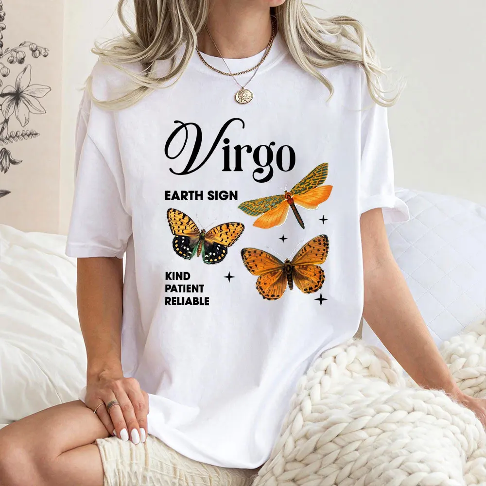 Her or His Zodiac Gift Unisex Virgo Summer Cotton T-shirt 2025 Virgo Zodiac T-shirt O-neck Give Him A Virgo Zodiac Gift Shirt