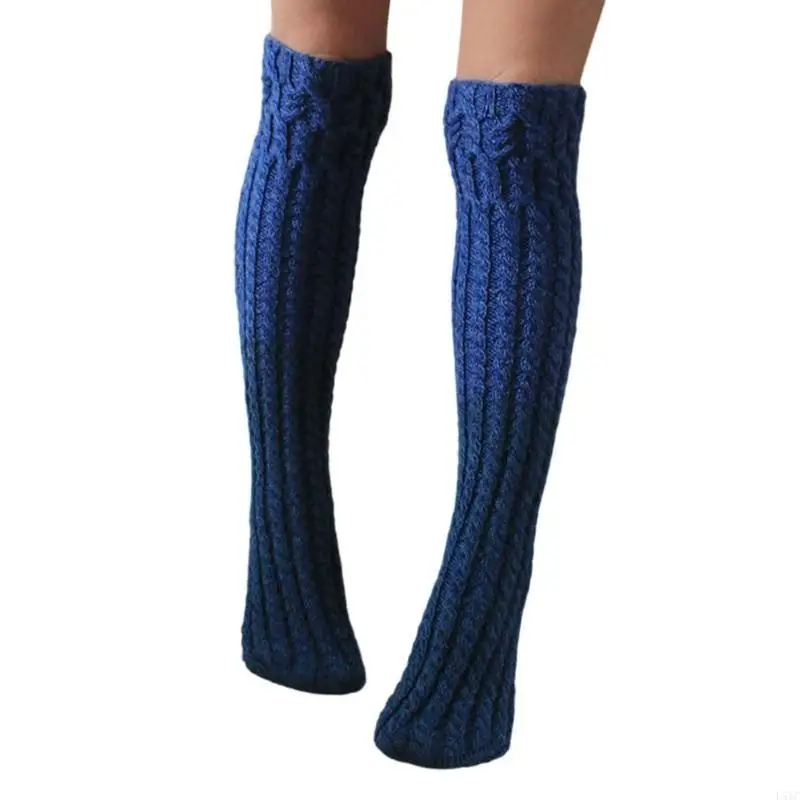 L5YC Thigh High Socks for Women,Winter Over Knee Socks,Cable Knitted Boot Stockings Fashion Thick Thigh Tigh Leg Warmers