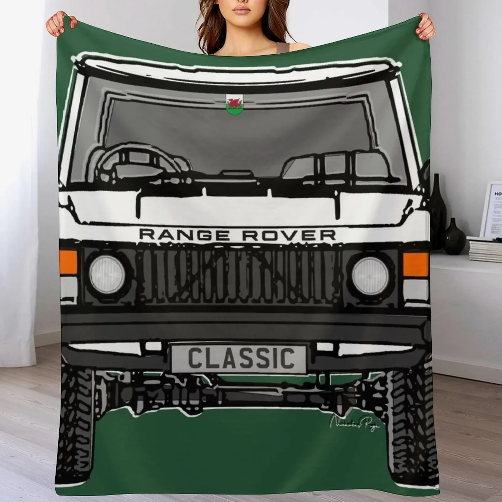 Old 4x4 Rover V8 White Throw Blanket Warm Throw Blanket Gift for Anniversary