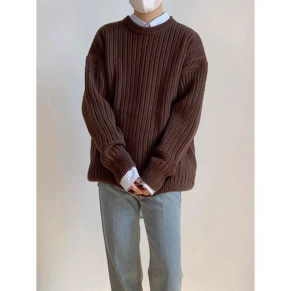 

Thiened Lazy Sle вязаный свитер мужской повседневный универсальный модный пуловер осень-зима мягкое полиэфирное волокно B076