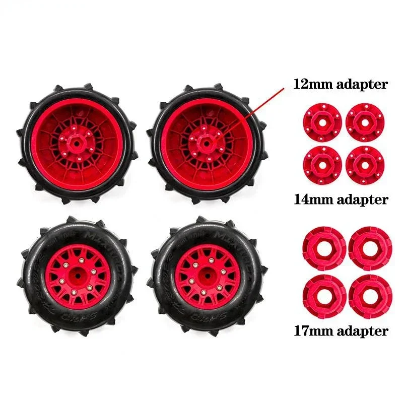 Para 1:8 1:10 Trax Slash Huanqi 727 e-revo 116mm neumático Rc modelo de coche tarjeta corta General neumáticos de arena adaptador de neumático mejorado 12/14/17mm