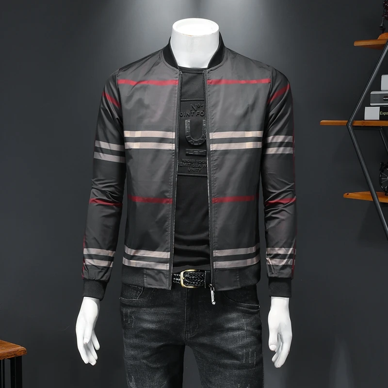 

New men's Korean slim fit jacket, campus sports long sleeved baseball jacket, thin boutique plus size fashionable men's clothing