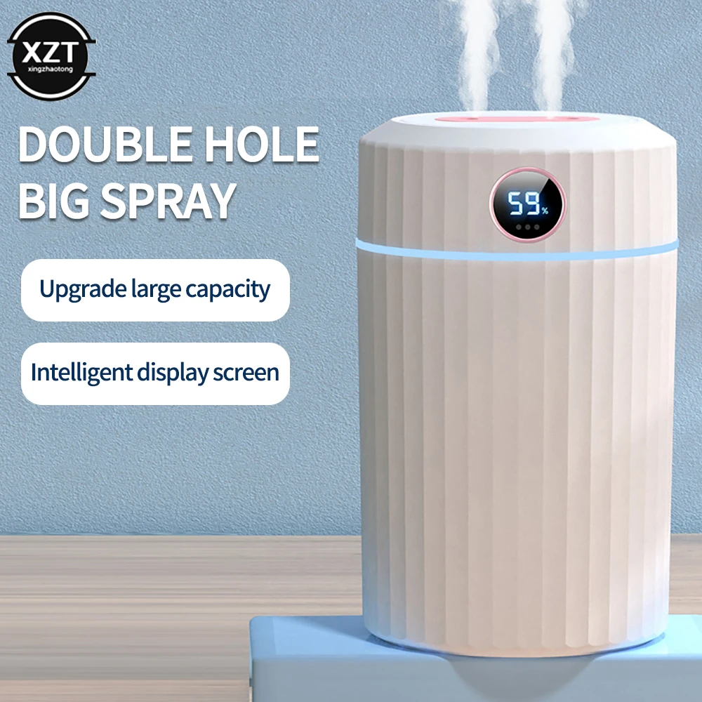 2L Double Spray Air Humidifier With Humidity Display Office Home Anion Essential Oil Diffuser USB Cold Fog Machine