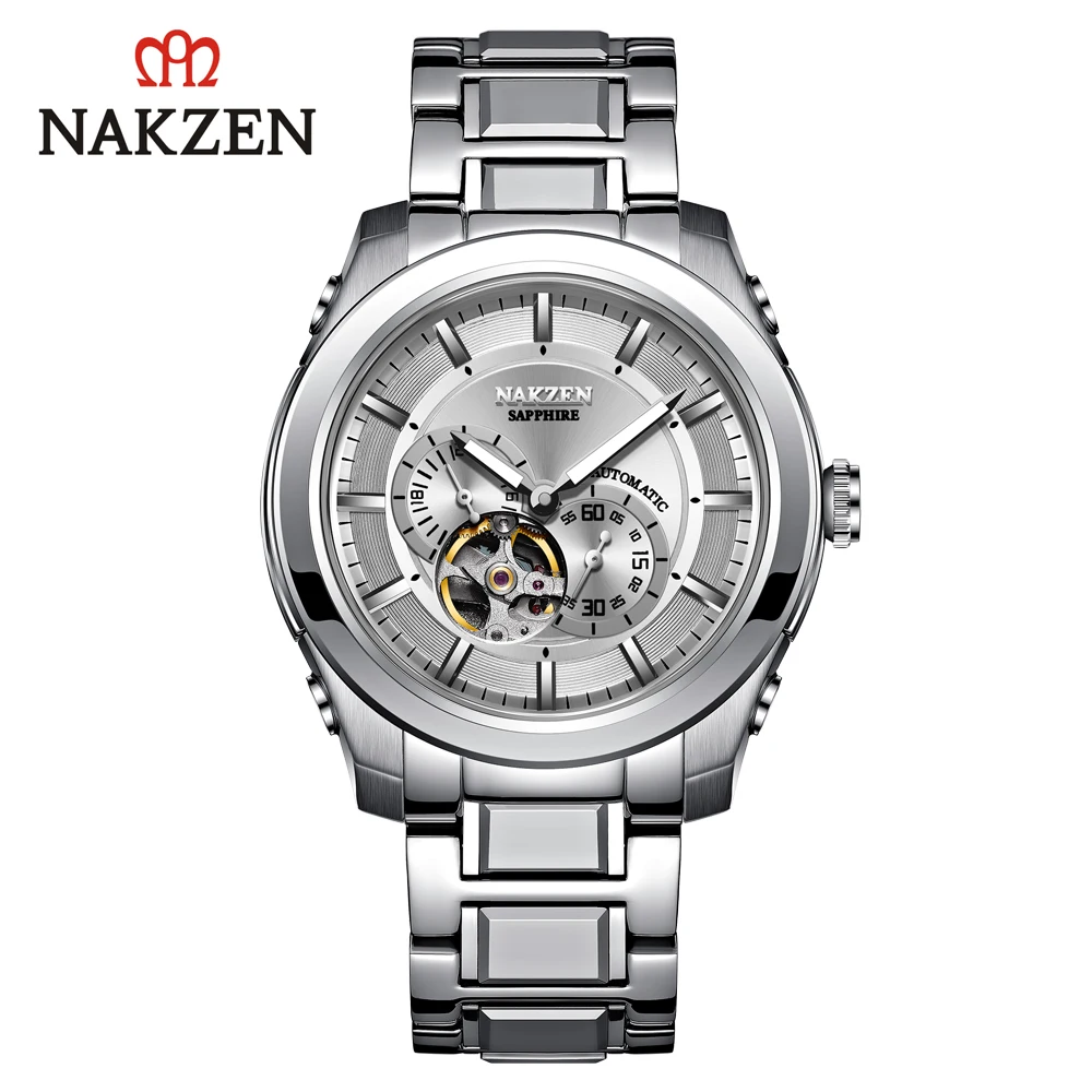 Men Automatic Mechanical Watch Japan Movement 82S7 Sapphire Wristwatch Stainless Steel 10Bar Waterproof man Clock NAKZEN 6023