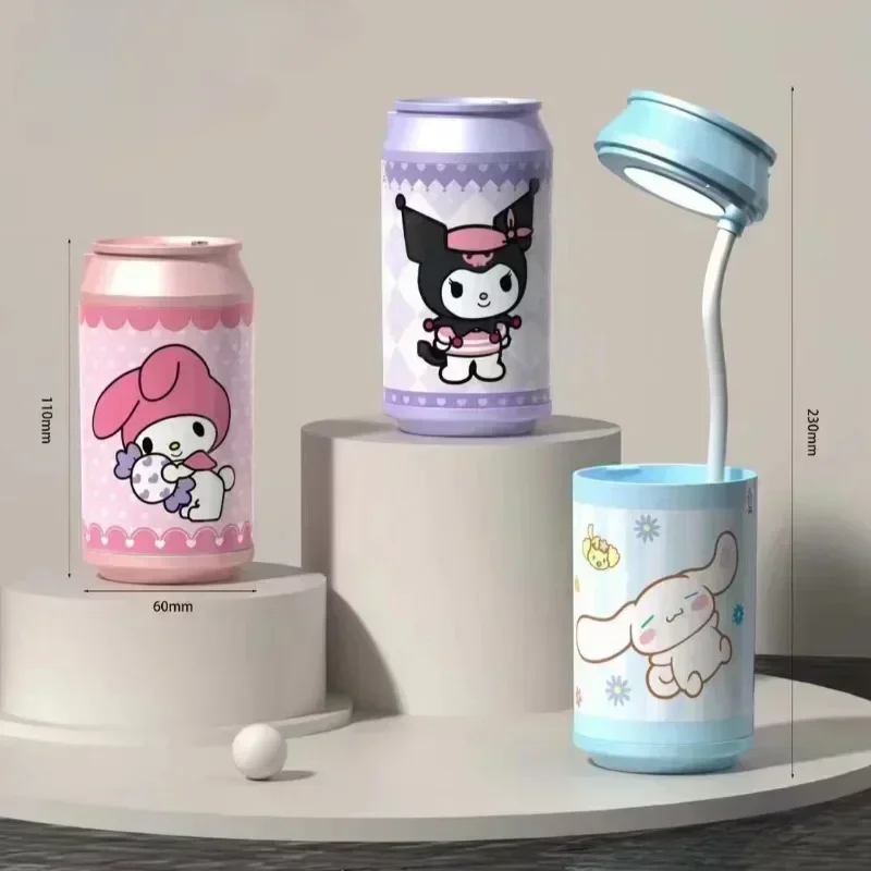 Kawaii Sanrio obsadka do pióra lampa Cartoon Kuromi Cinnamoroll melodia kreatywna butelka na napoje lampa stołowa śliczna ozdoba na biurko prezent