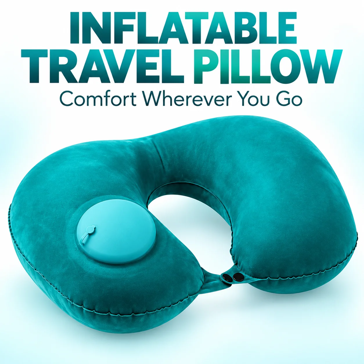 Inflatable Travel Neck Pillow U-Shaped Portable Foldable Cushion with Built-in Press Pump for Flights Office Rest Business Trips
