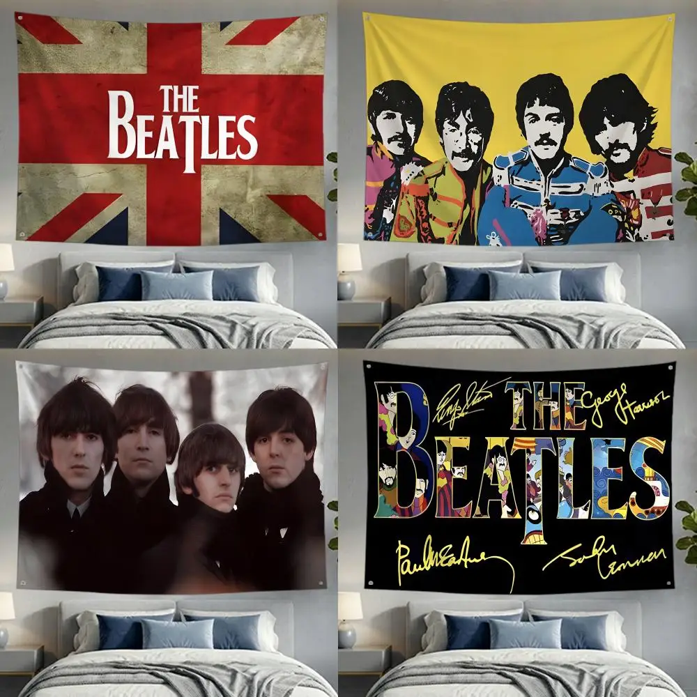 Band Music Rock The Beatles Flags Lightweight no edging four rings hanging for indoor and outdoor decor