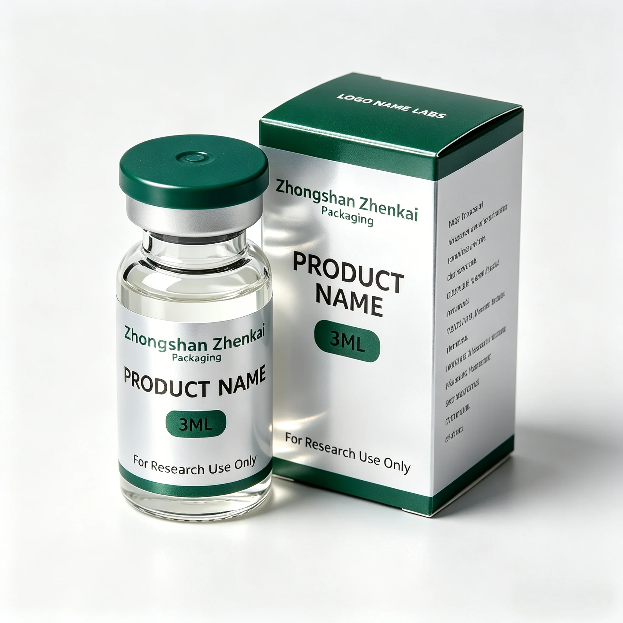 High quality 3ml peptide bottle packaging set,custom sticker and single box for beauty fitness industry