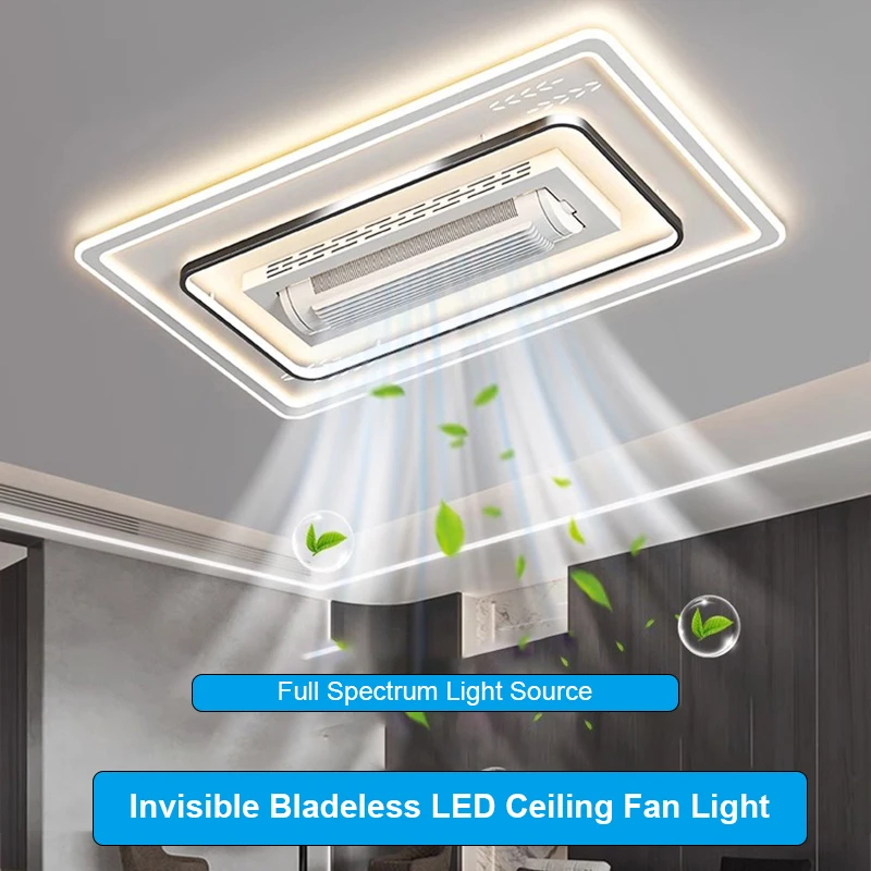 Invisible Bladeless LED Ceiling Fan Light Remote Control Smart Chandeliers Ceiling Fan Lamp Home Decor Living Room Bedroom Hotel