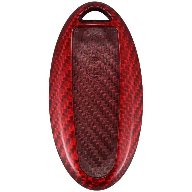 Premium Real Carbon Fiber Red Key Fob Smart Key Case Cover adatta per Nissan GTR 370Z Murano, adatta per Infiniti Q50 Q60 Q70