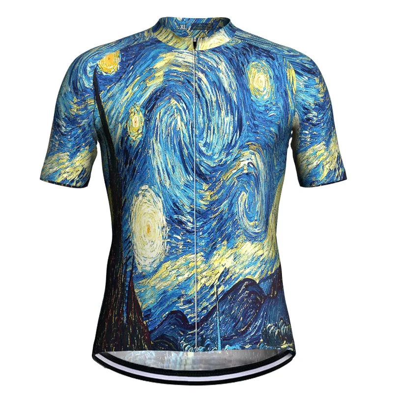 

MTB Cycling Jersey, Bicycle Shirt, Bike Kit Wear, Sports Clothing, van Gogh, Starry Night, Motocros Mountain Jacket, Tight Top