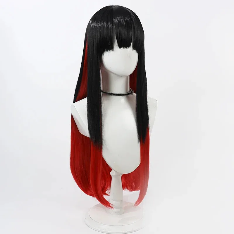 25COSWIND قواطع تأثيري Tasuku Tsubakino شعر مستعار طويل أسود أحمر مستقيم مقاومة للحرارة الشعر الاصطناعية هالوين زي لعب الأدوار