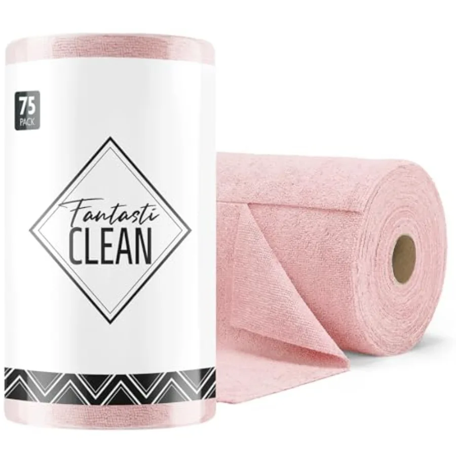 

Microfiber Cleaning Cloth Roll -75 Pack, Tear Away Microfiber Towels, 12" x 12", Reusable, Washable, Scratch Free, Ultra Absorb
