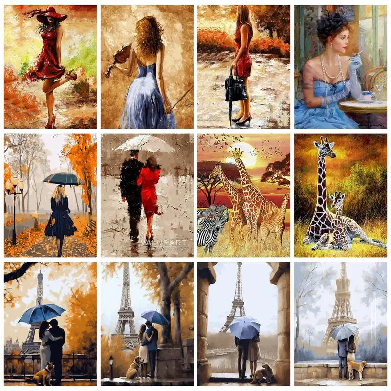 

RUOPOTY Diy Painting By Numbers Romantic Landscape Marker By Numbers Lovers Acrylic Paint Modern Wall Art Pictures Home Decor