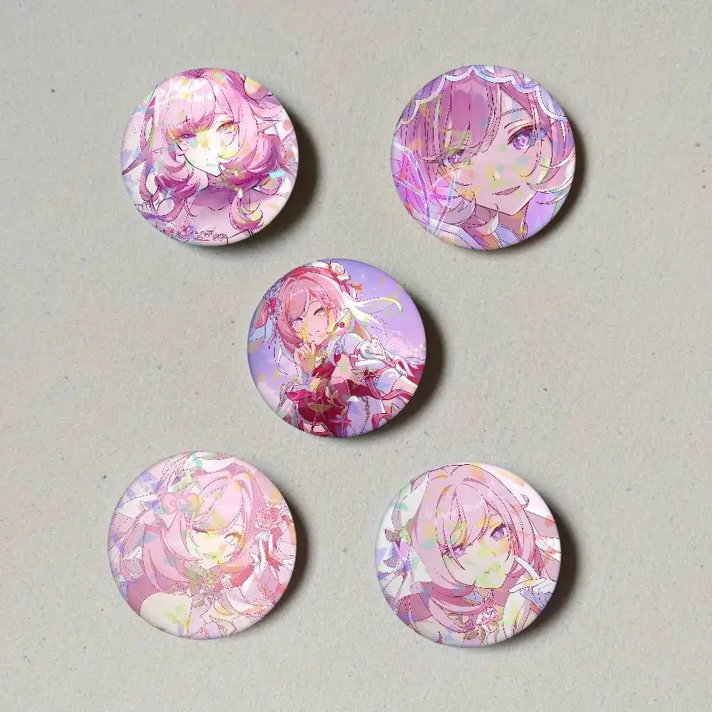 Game Elysia Honkai Impact 3rd Round Laser Badge Brooch Clothes Backpack Accessories Lapel Decoration Gift