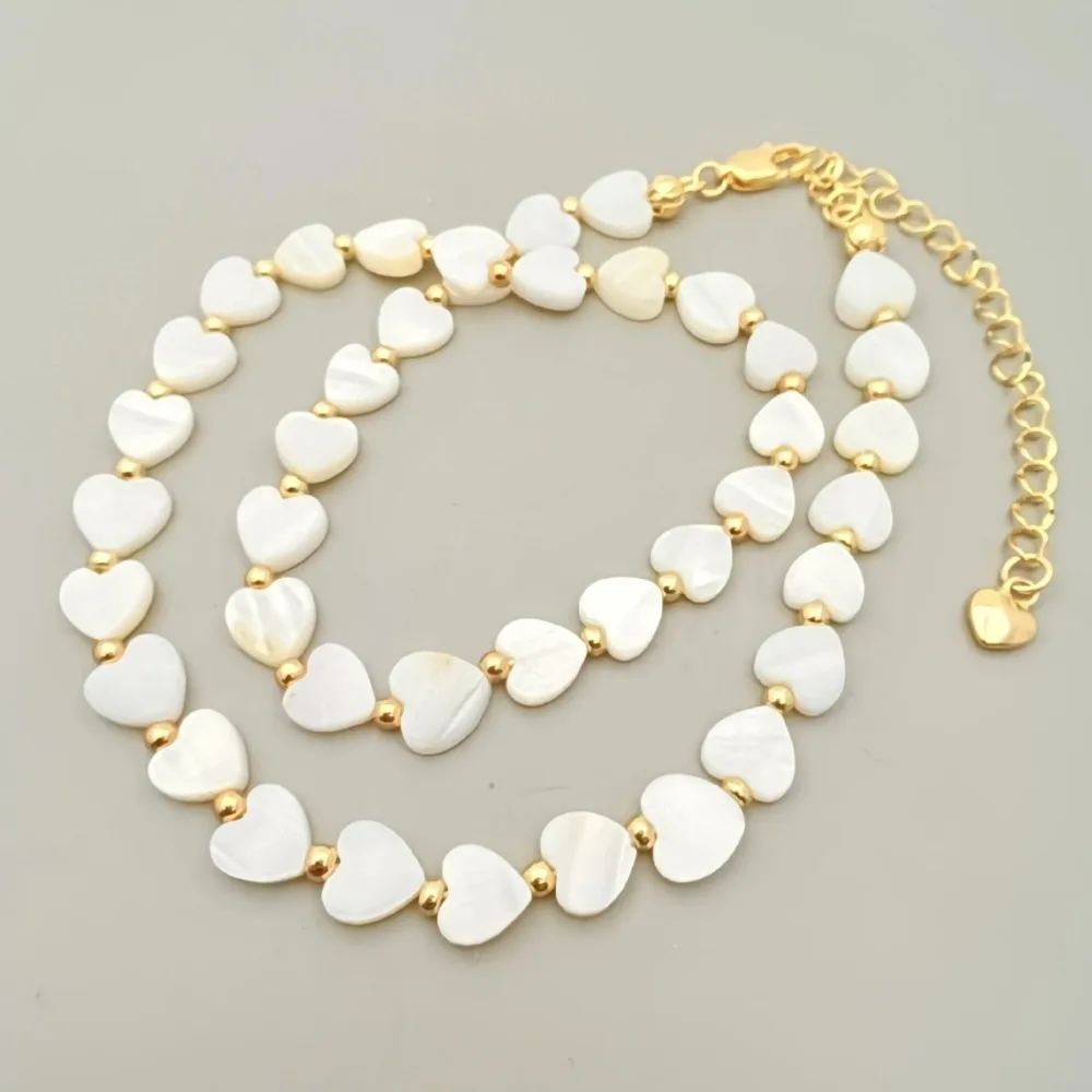 

Ins Style Natural White Shell Love Strand Necklace for Women Light Luxury Temperament Niche High-end French Shell Clavicle Chain
