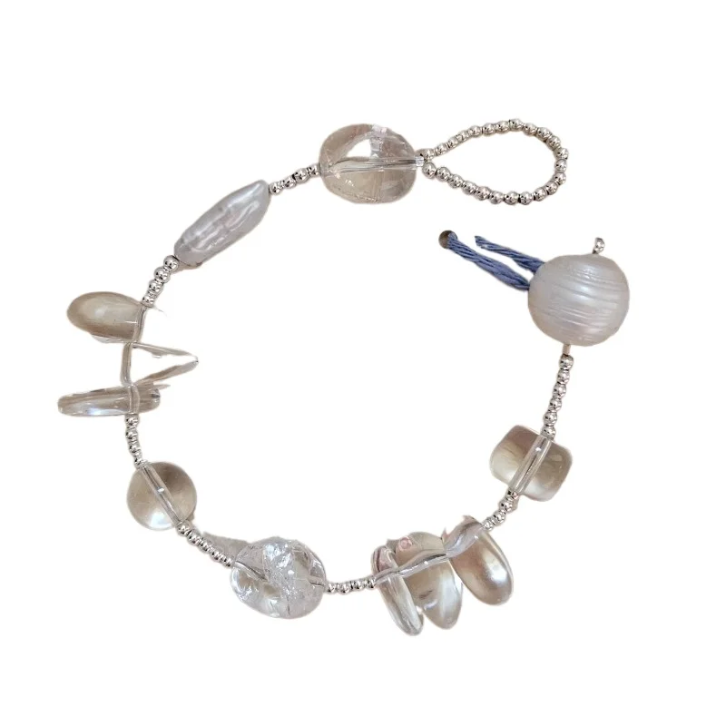 

Женский браслет из серебра 925 пробы с белым кристаллом в стиле барокко и пресноводным жемчугом