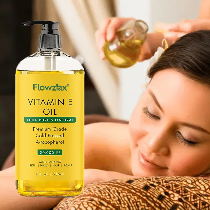 Vitamin E Oil 20000IU Cold Pressed Anti Wrinkle Massage Oil for Face Body Hair Scalp Nails Moisturizing Skin Care Oil 236ml