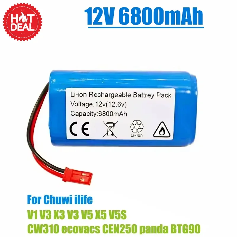 Original 18650 Battery Pack 11.1V 6800mAh Rechargeable Battery CHUWI ILIFE V1 V3 X3 V5 X5 V5S CW310 ECOVACS CEN250 PANDA BTG90